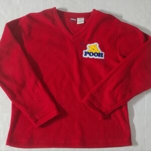 Disney Winnie The‎ Pooh Embroidered Red Sweater  Fleece Large